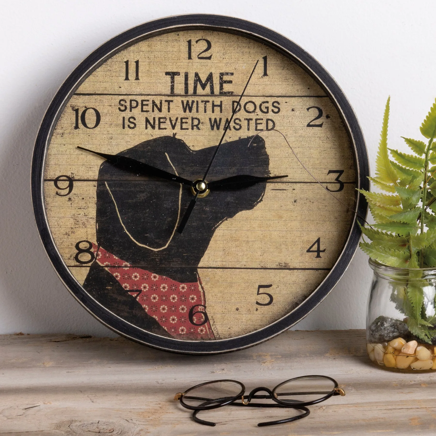 Time Spent With Dogs Is Never Wasted Wall Clock