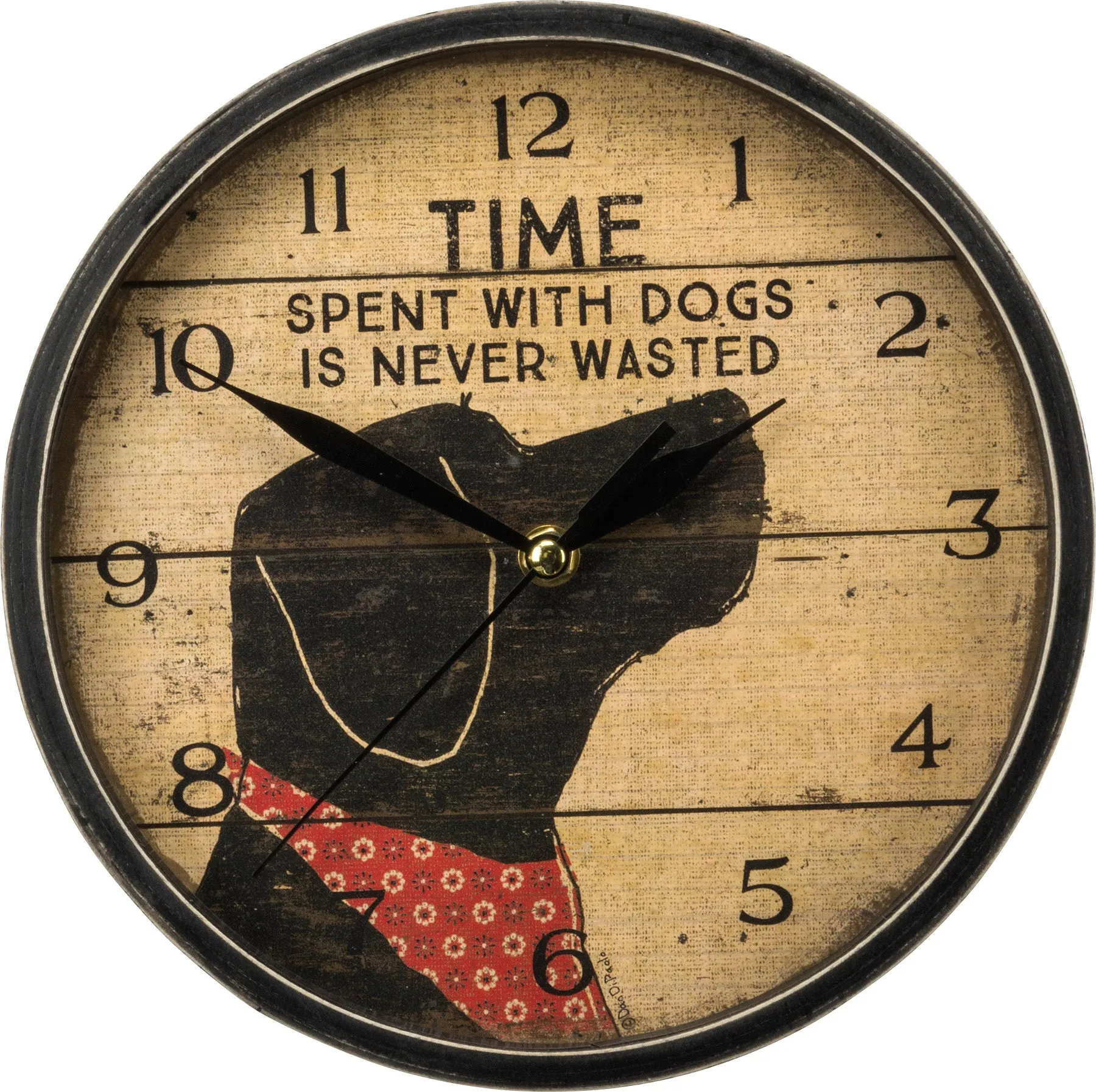 Time Spent With Dogs Is Never Wasted Wall Clock