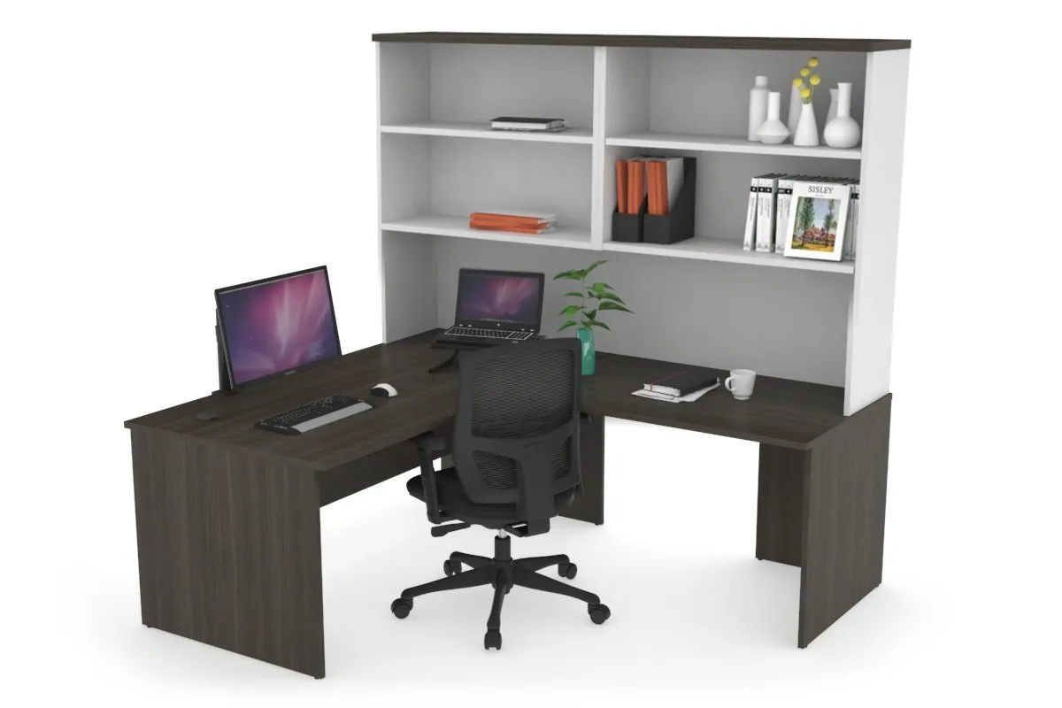 Uniform Panel Return Desk with Open Hutch [1400L x 1600W]