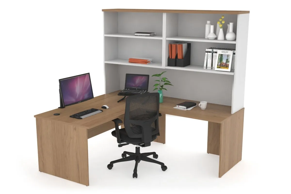 Uniform Panel Return Desk with Open Hutch [1400L x 1600W]