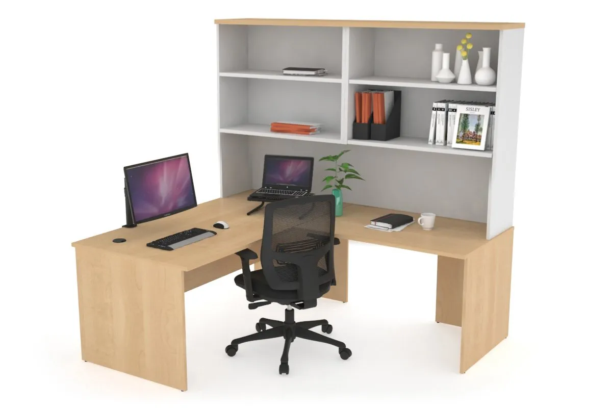 Uniform Panel Return Desk with Open Hutch [1400L x 1600W]