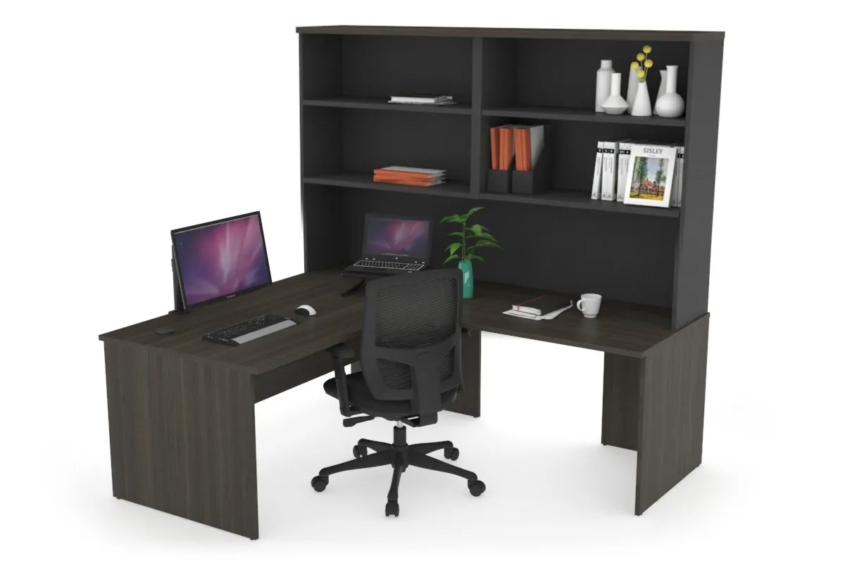 Uniform Panel Return Desk with Open Hutch [1400L x 1600W]