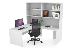 Uniform Panel Return Desk with Open Hutch [1400L x 1600W]