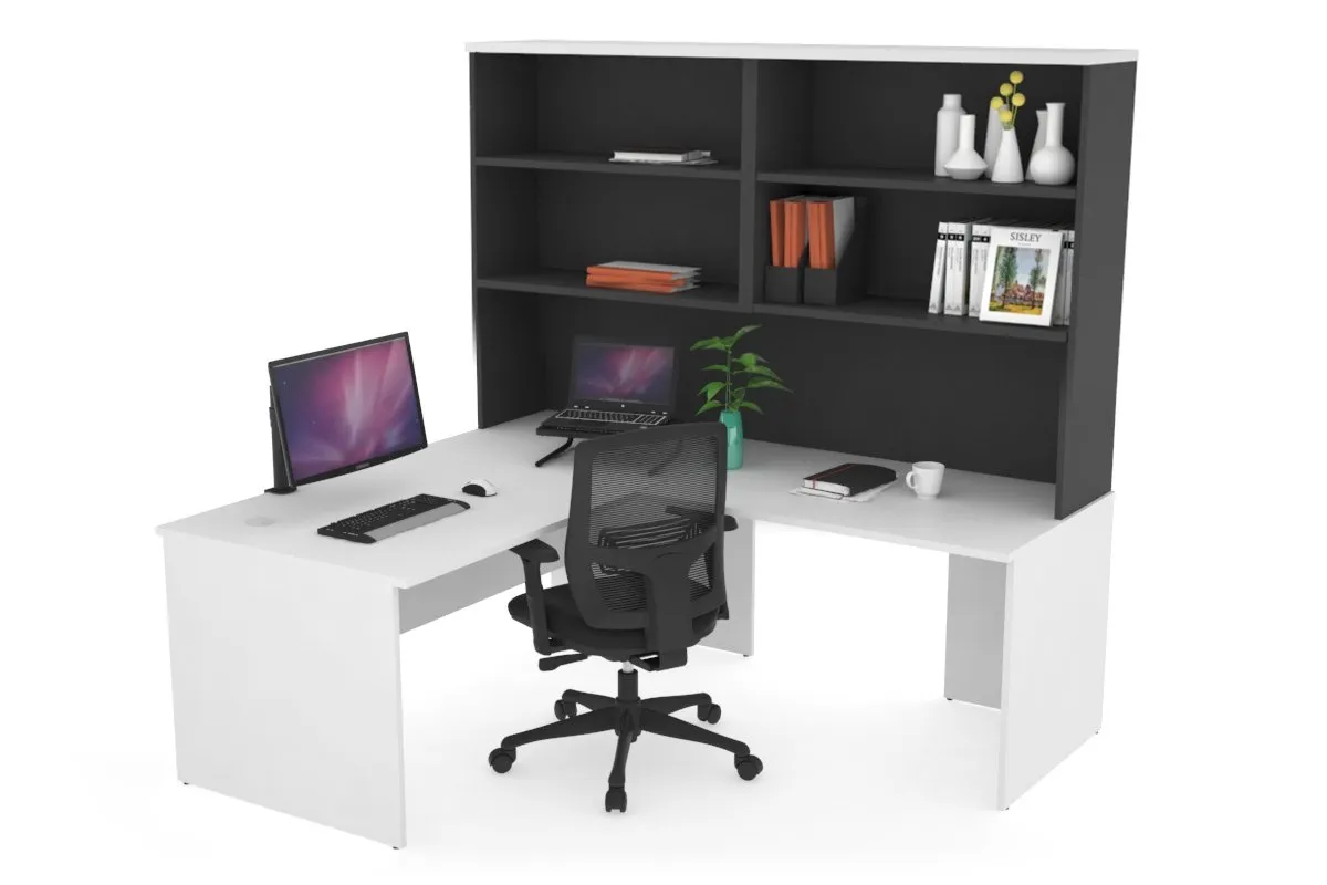 Uniform Panel Return Desk with Open Hutch [1400L x 1600W]