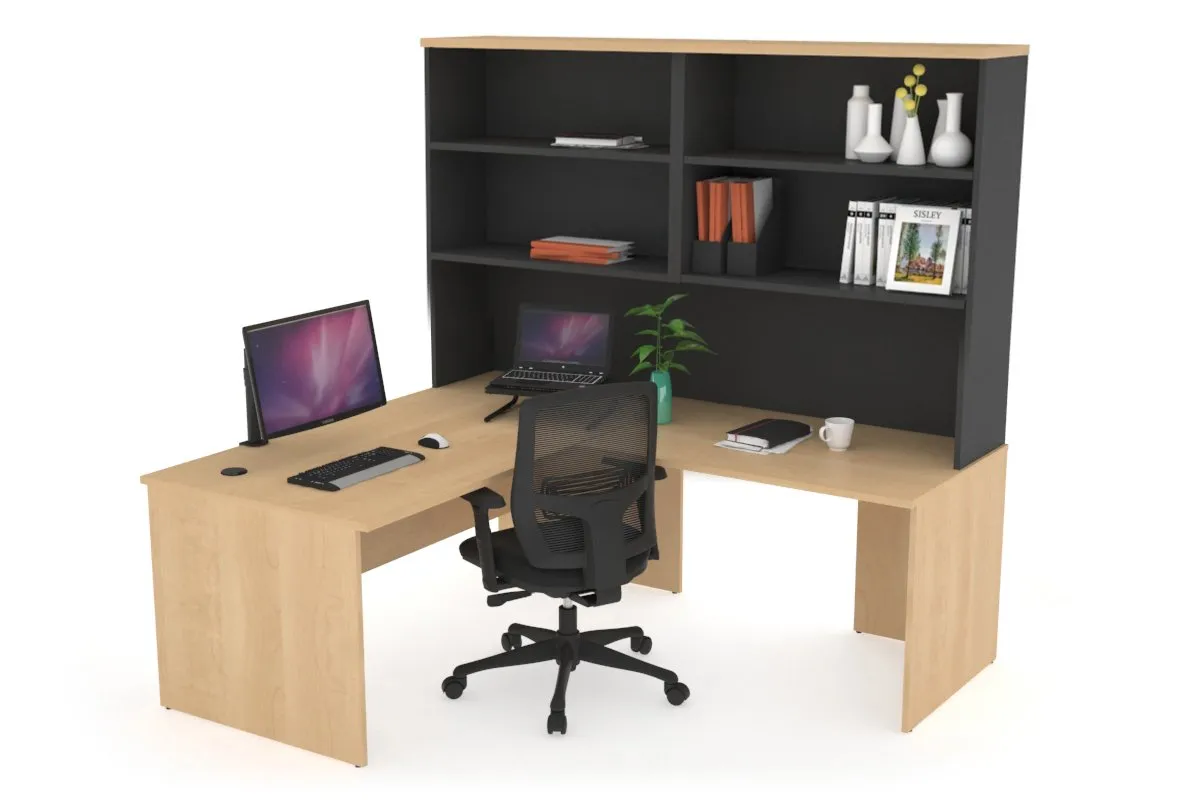 Uniform Panel Return Desk with Open Hutch [1400L x 1600W]