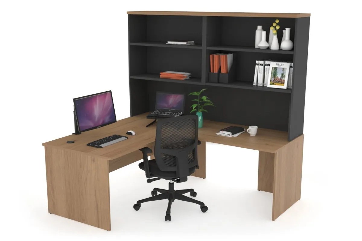 Uniform Panel Return Desk with Open Hutch [1400L x 1600W]