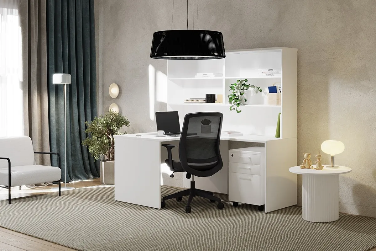 Uniform Panel Return Desk with Open Hutch [1400L x 1600W]