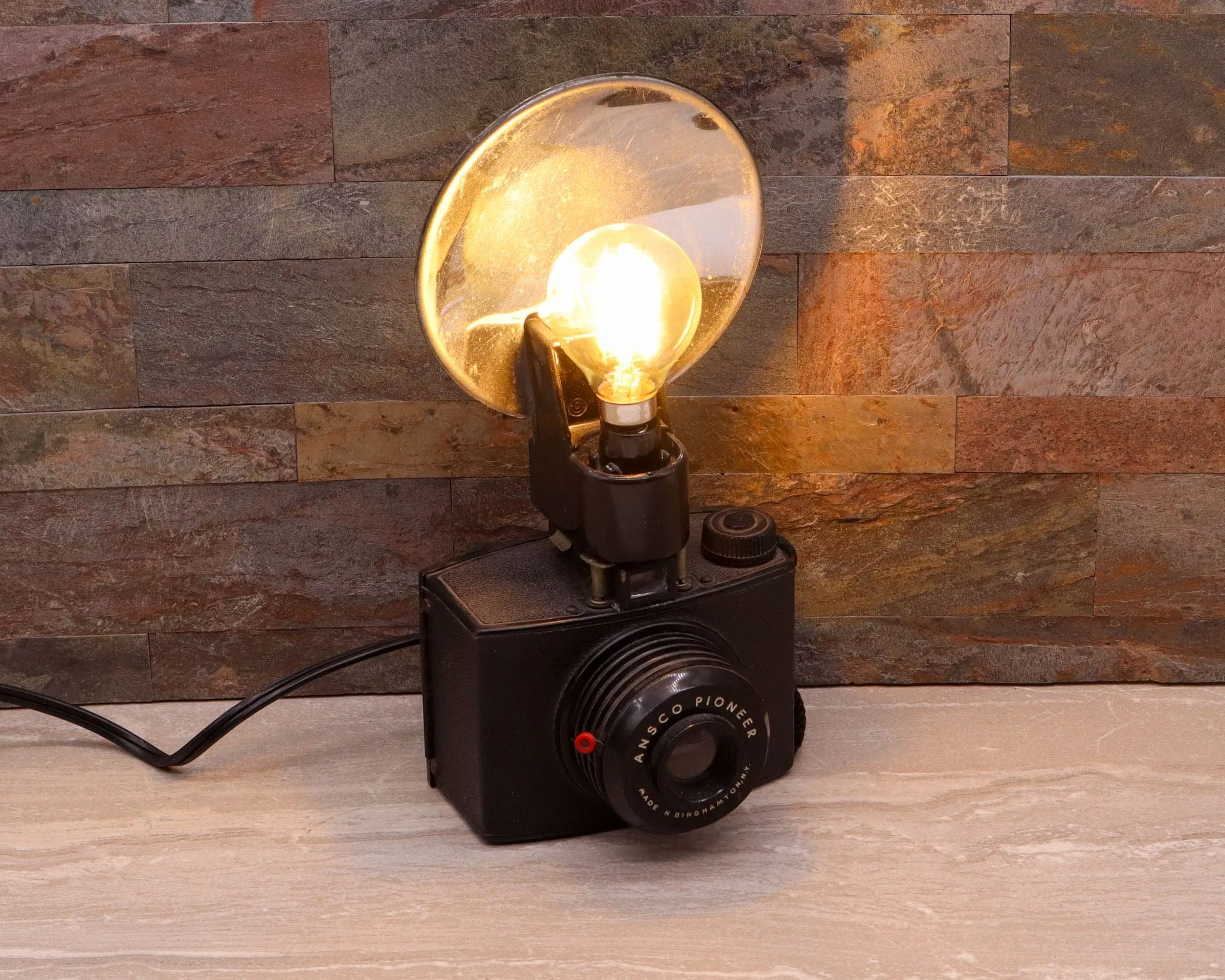 Vintage LED Table/Desk Lamp, Ansco Pioneer Camera, eco-friendly upcycled Photographer gift, Vintage Lover retro design gift